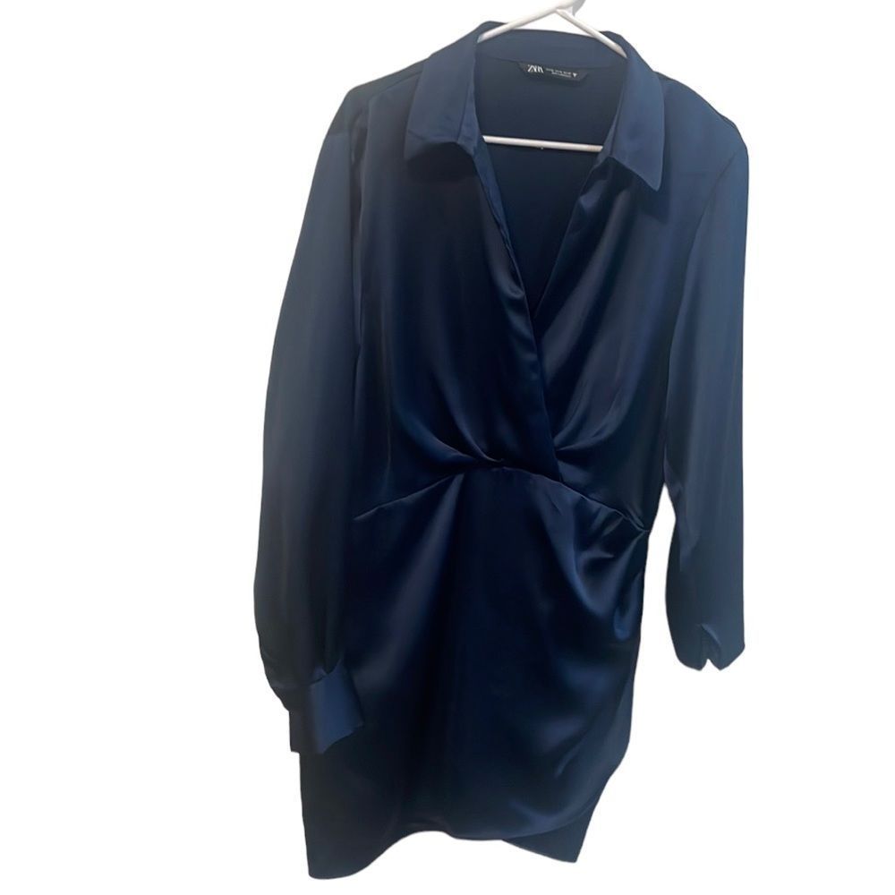 Blue Zara short Satin effect dress